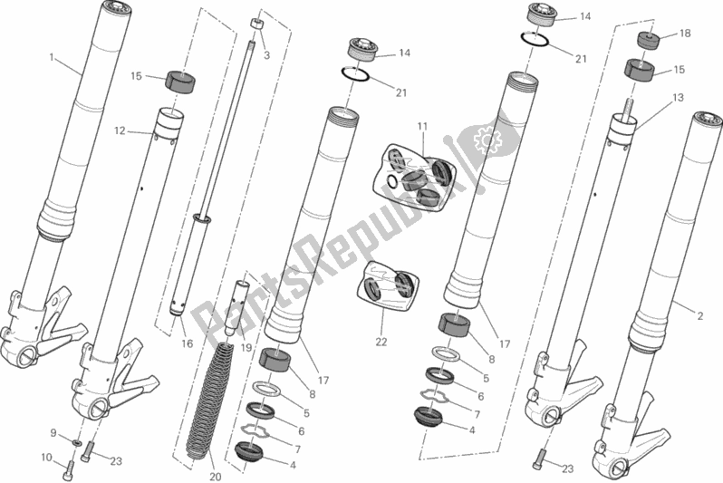 All parts for the Front Fork of the Ducati Monster 795 Thailand 2014